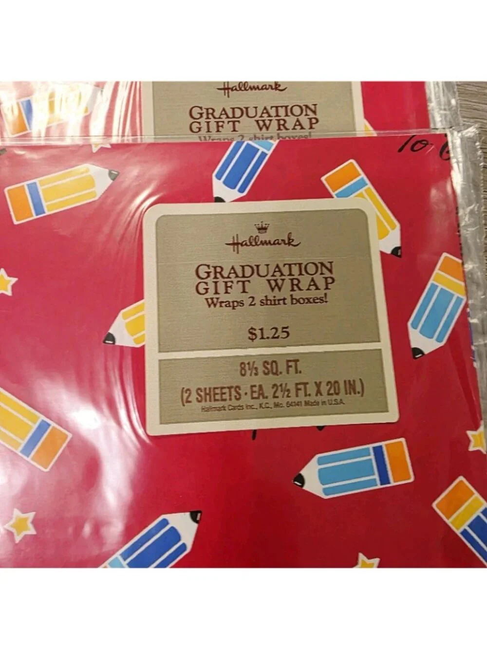 4 Sets Vtg Graduation School Teacher Academic Red Pencils Gift Wrapping Paper